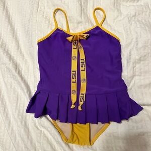 Purple and Yellow LSU swimsuit 3T